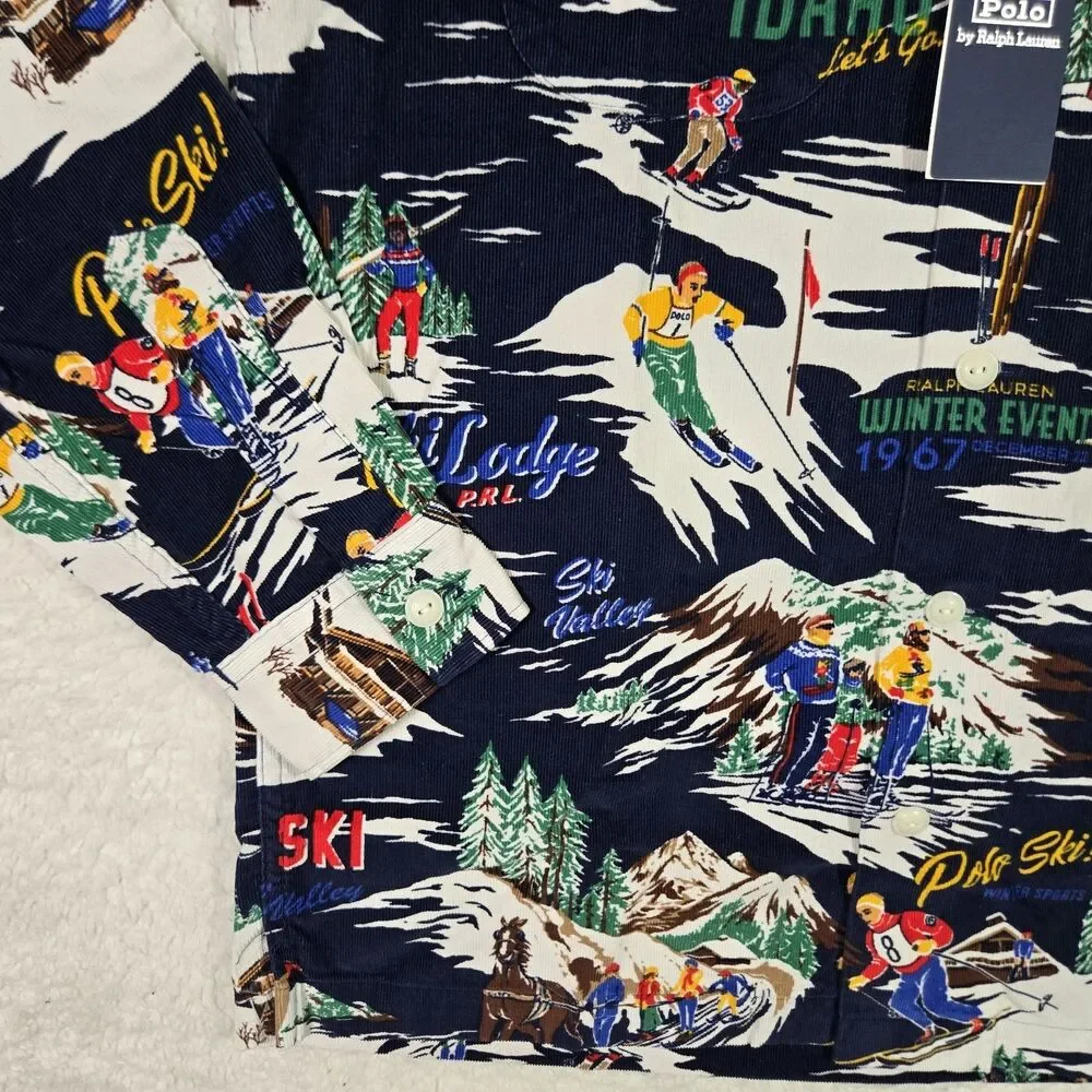Polo Ralph Lauren Mens Small Corduroy 1967‎ Ski Christmas Shirt Hi Tech Snow S